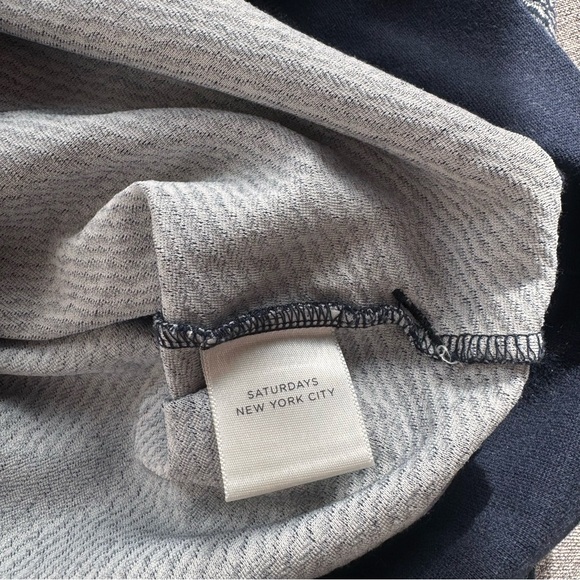 Saturdays NYC New York City Navy Zebra Knit Crewneck Sweater Size XL - Picture 3 of 4